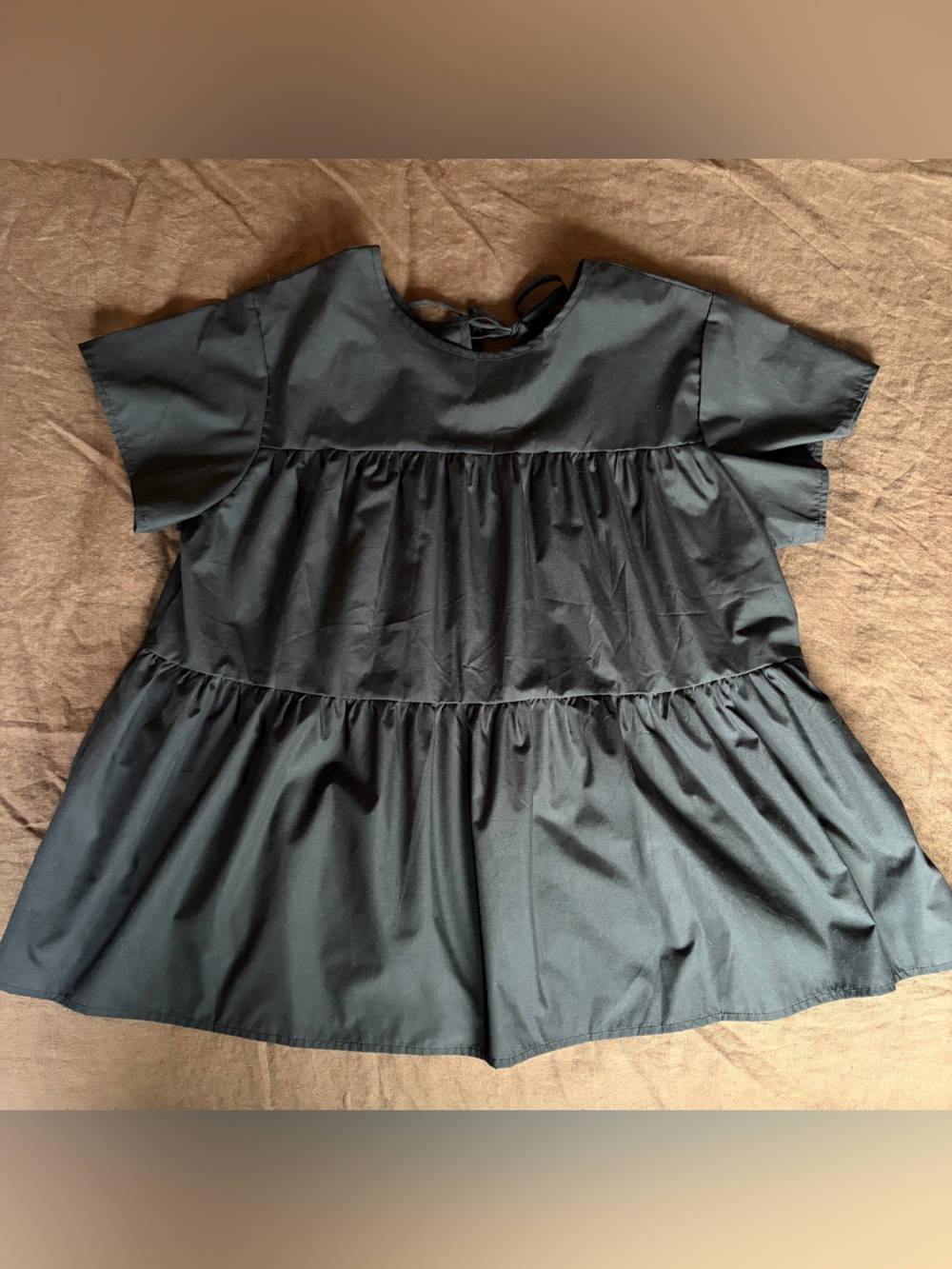 Black Tiered Short Sleeve Peplum Top